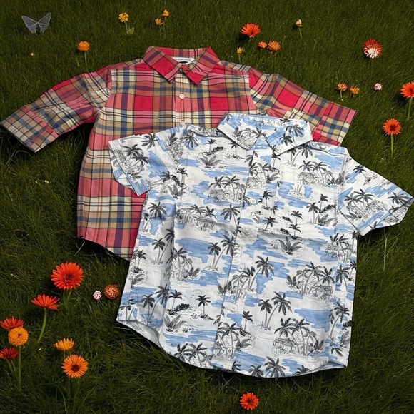 NEW Janie and Jack Lot of (2) Resort Holiday Button downs Gift Preppy Size 4T - Picture 1 of 8